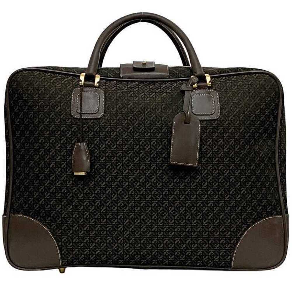 Loewe Boston Bag Brown Anagram Garment Canvas Leather Case Travel Zipper Logo